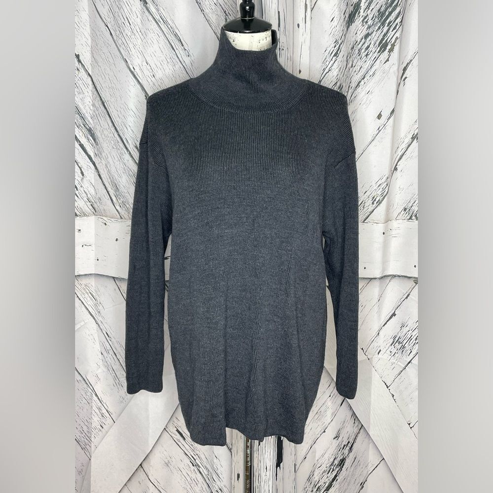 Eileen Fisher Merino Wool Turtleneck Sweater Charcoal Gray M